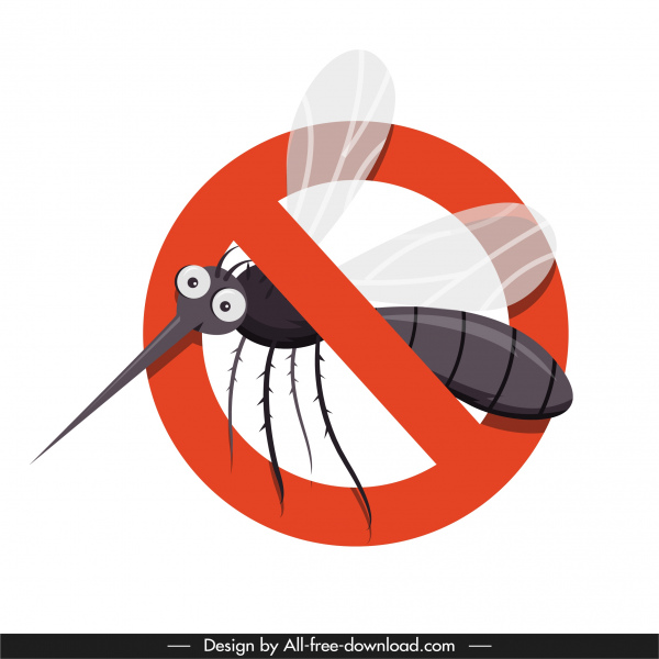 mosquito matando plantilla de signo brillante plano primer plano boceto