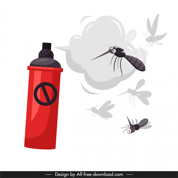 защита от комаров баннер опрыскиватель эскиз динамического дизайна