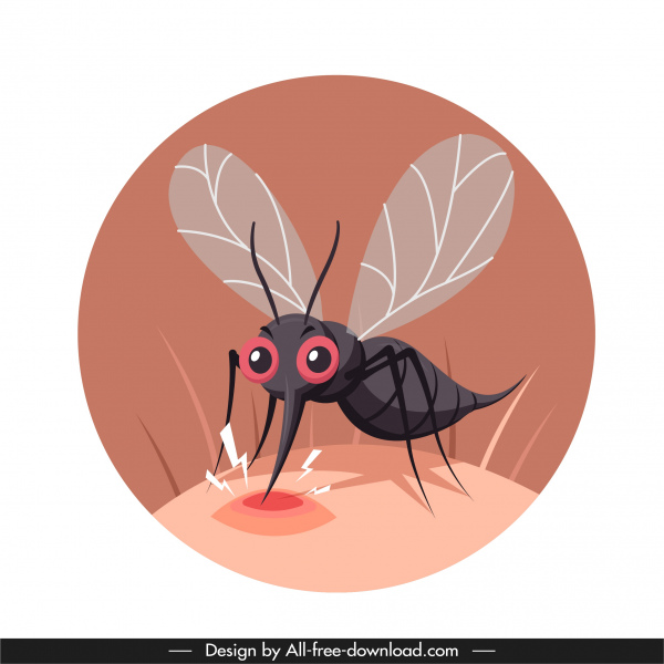 蚊保護バナー刺すスケッチ漫画のデザイン