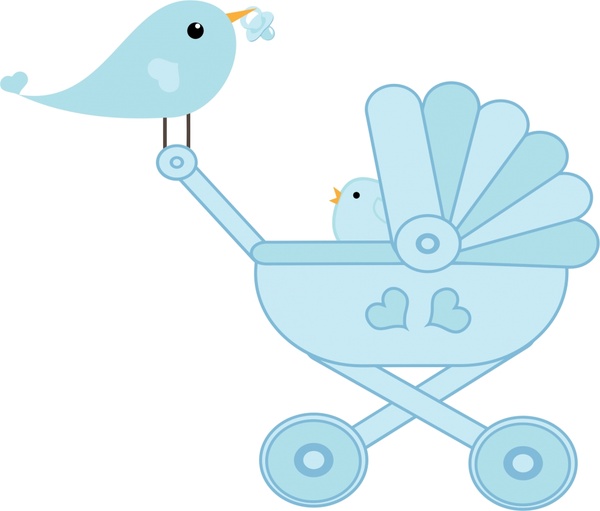 鳥と母と赤ちゃんの愛情ベクトルイラスト