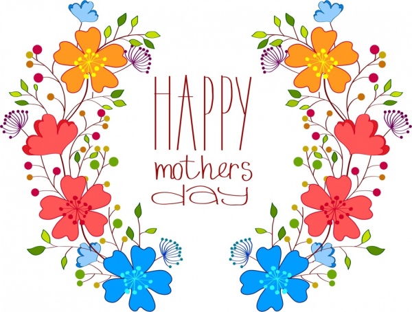 Día de la madre handdrawn telón de fondo colorido de la flor de estilo de diseño