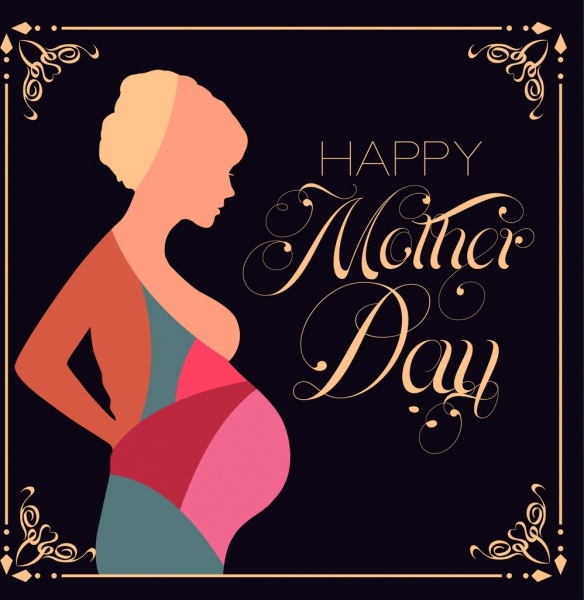 madre giorno sfondo donna incinta icona colorato silhouette
