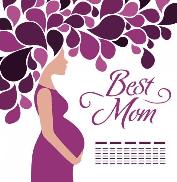 Ibu hari latar belakang ungu dekorasi wanita hamil ikon