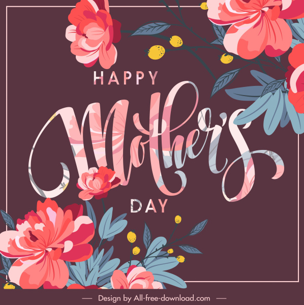 modelo de banner do dia das mães elegante decoração floral clássica