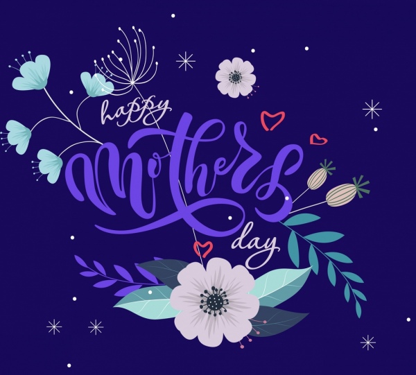 الأم اليوم لافتة نصوص البنفسجي الخط الزهور الديكور