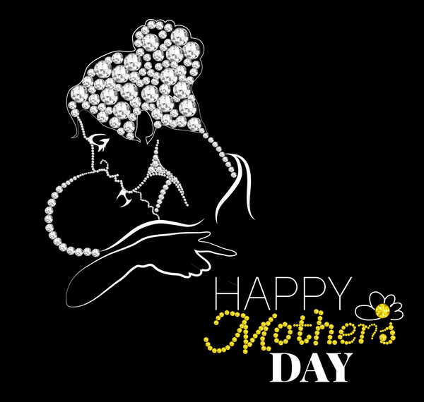 design de cartão do dia de mãe em fundo branco preto