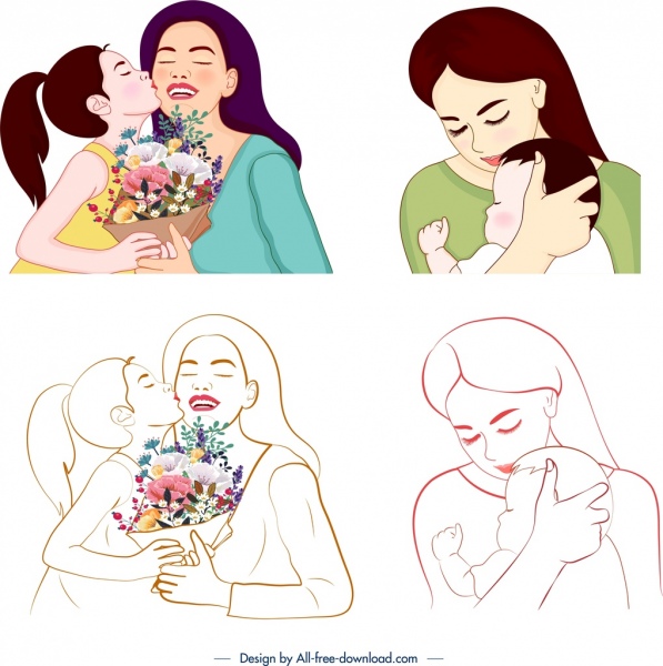 Mutter Tag Symbole Zuneigung Symbol Design handgezeichneten Skizze