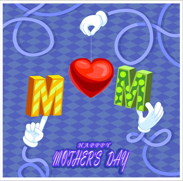 Dia de las madres el diseño de la bandera con el corazon y el símbolo de textos