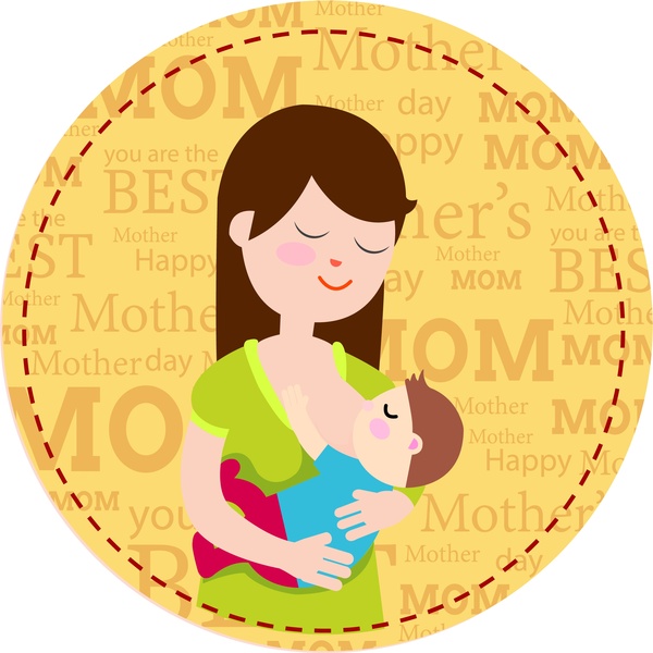 Dia de las madres diseño de banners con mujer lactante