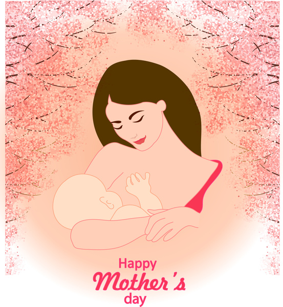 carte de fête de mères avec illustration de la mère et fils