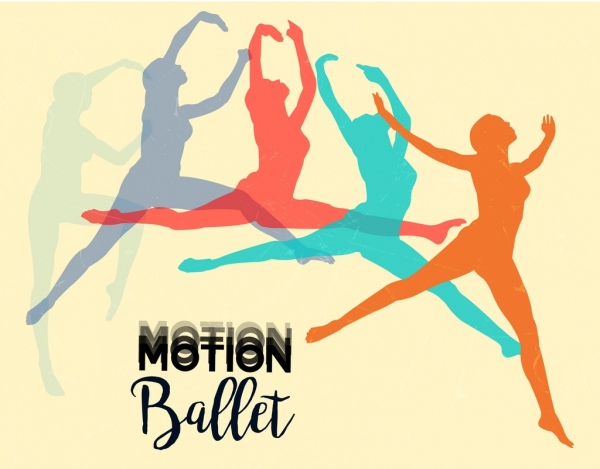 Icone della siluetta di movimento sfondo balletto esecutore