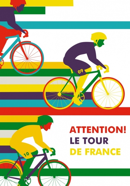 Разноцветные дизайн велосипедистов фон иконы движения