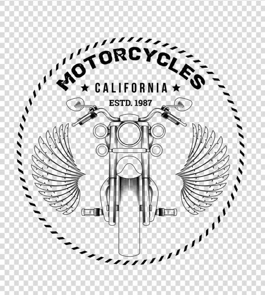 moto publicidad diseño clásico blanco negro alas icono