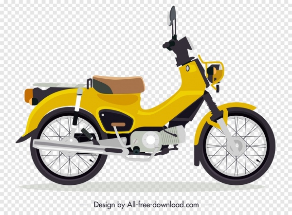 古典的な黄色のスケッチを宣伝するバイク