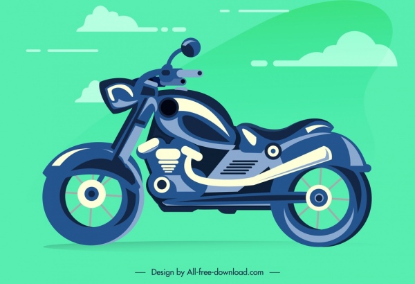 Шаблон значка мотоцикла цветной плоский эскиз современный стильный