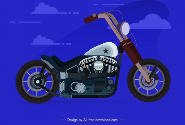 modèle d’icône de moto croquis sombre moderne