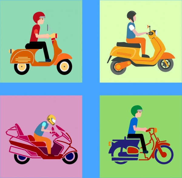 coleção de ícones de moto vários plano de isolamento de tipos