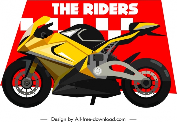 modèle de bannière de course de moto décor d’icône de vélo moderne