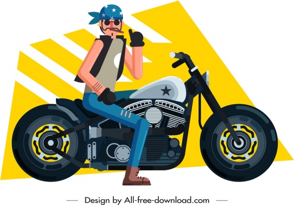 Motorbike Rider Icon Cartoon Character Sketch-vector Cartoon-free Vector  Free Download