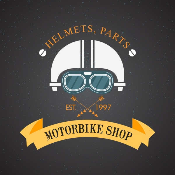 Sepeda Motor toko logo helm pita panah ikon dekorasi