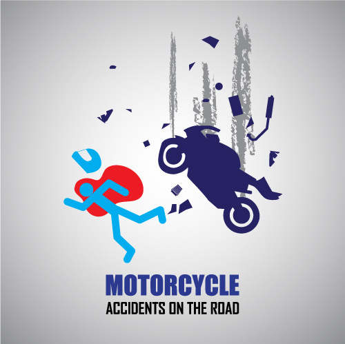 オートバイ事故注意ロゴ ベクトル
