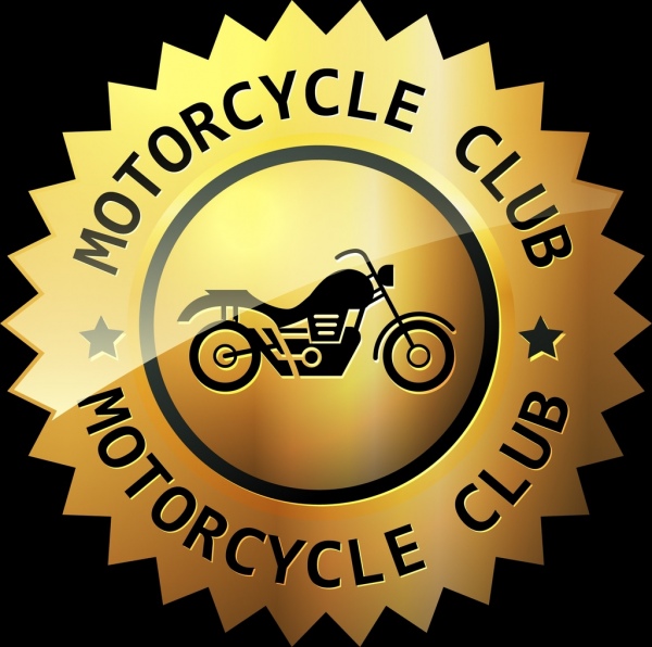 摩托车俱乐部标志闪亮金色圆圈设计