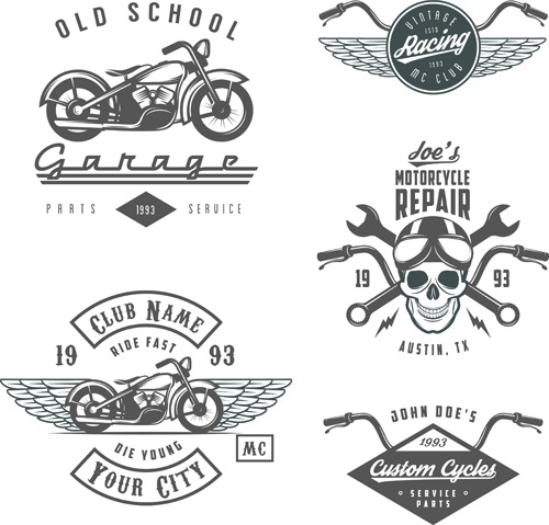オートバイ ロゴ創造的なレトロなベクトル