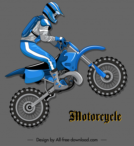 мотоцикл гонщик значок динамический дизайн цветные плоские