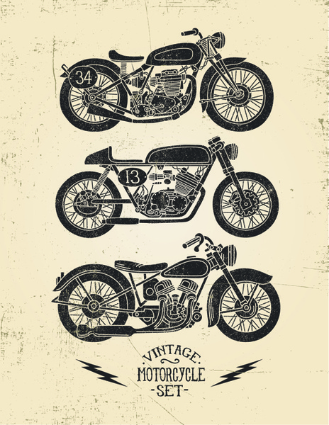 nostaljik posterler yaratıcı vektör grafikleri motosiklet