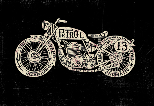 nostaljik posterler yaratıcı vektör grafikleri motosiklet