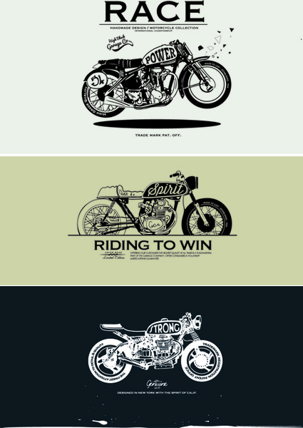 moto rétro affiches vectorielles créatif