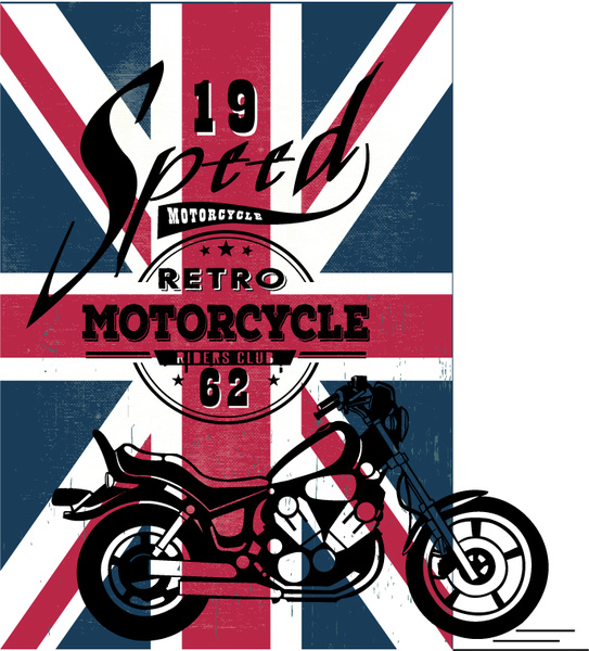 Motosiklet bayrak arka plan üzerinde banner tasarımı göster