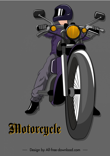 ikon pengendara sepeda motor berwarna sketsa 3D
