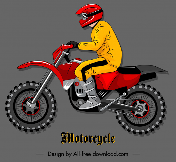 biểu tượng xe mô tô hiện đại phim hoạt hình Sketch đầy màu sắc phẳng