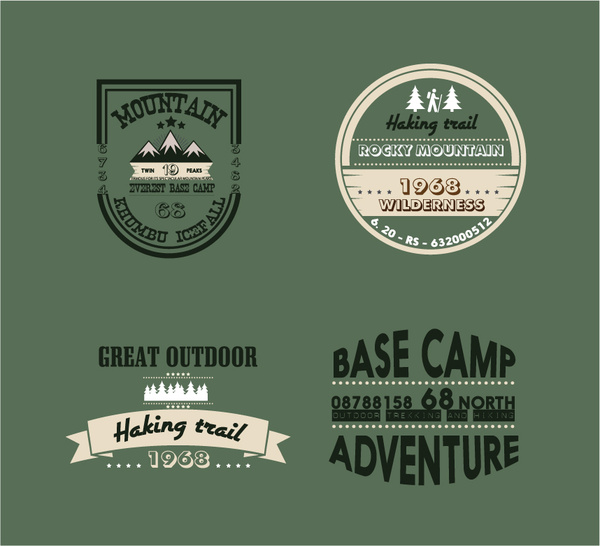 coleção de logotipos de aventuras de montanha no projeto vintage