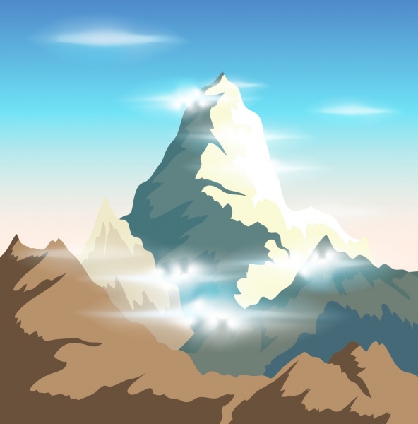 الجبال الخلفية ساطعة براقة تصميم الرسوم المتحركة