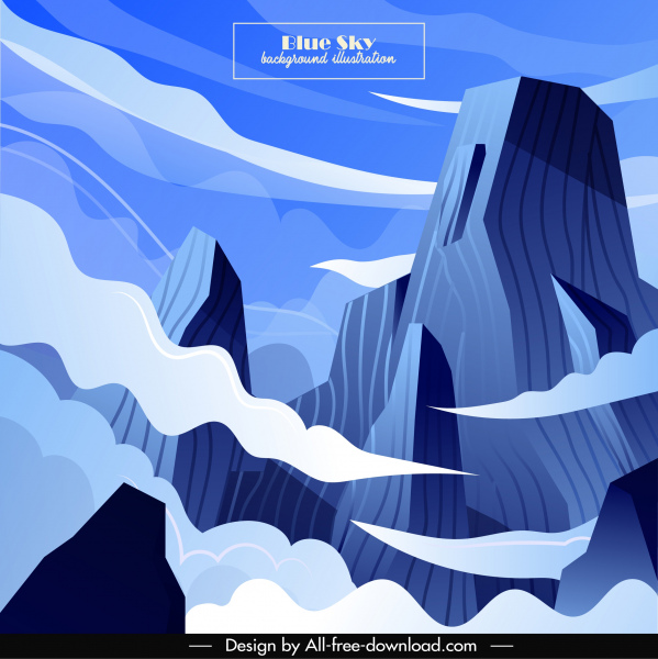 Гора Небо сцены фона цветной мультфильм дизайн