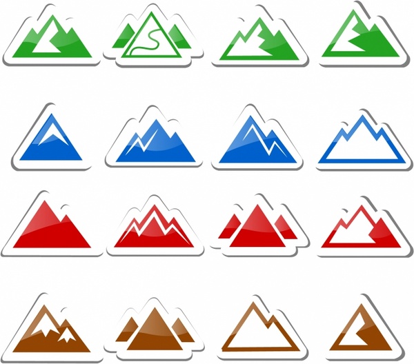 Gunung vektor ikon set