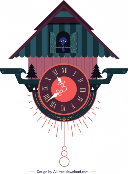 Mount clock alam tema gelap klasik desain template