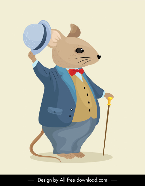 ikon karakter kartun mouse sketsa bergaya elegan