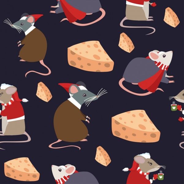 personnages de dessin animé stylisés de fond de fromage de souris