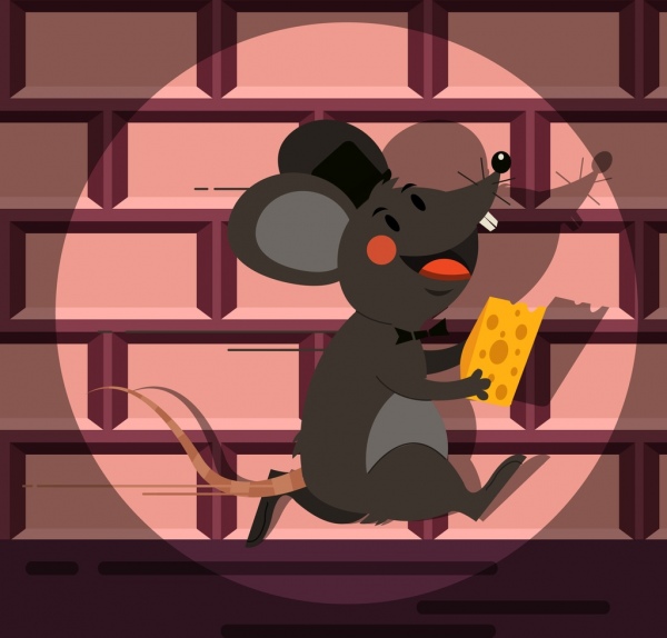 Ikony charakter kreskówka mysz okrągły ser światło