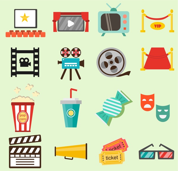 ilustração de ícones de filme filme com estilo plano colorido