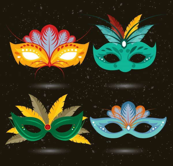 multicolore mascherata maschere icone isolamento