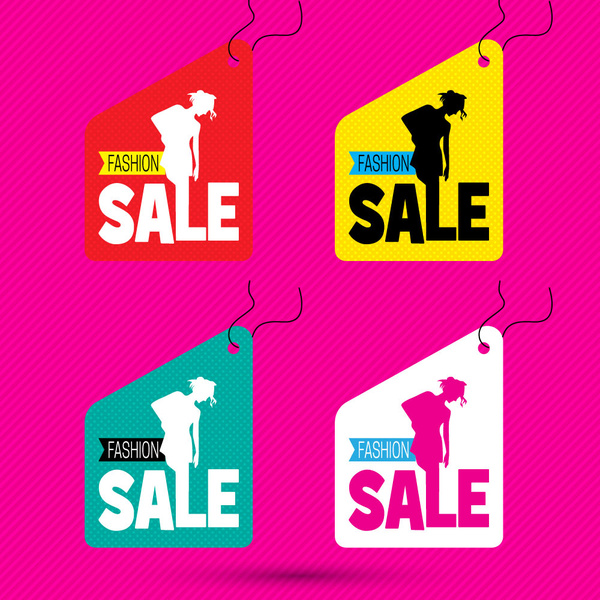tags de venda multicoloridas para ilustração em vetor loja MODA