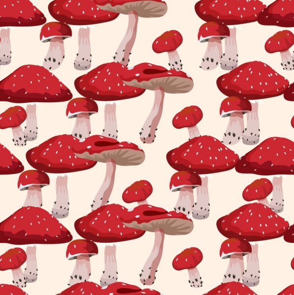 jamur latar belakang merah desain dekorasi berulang