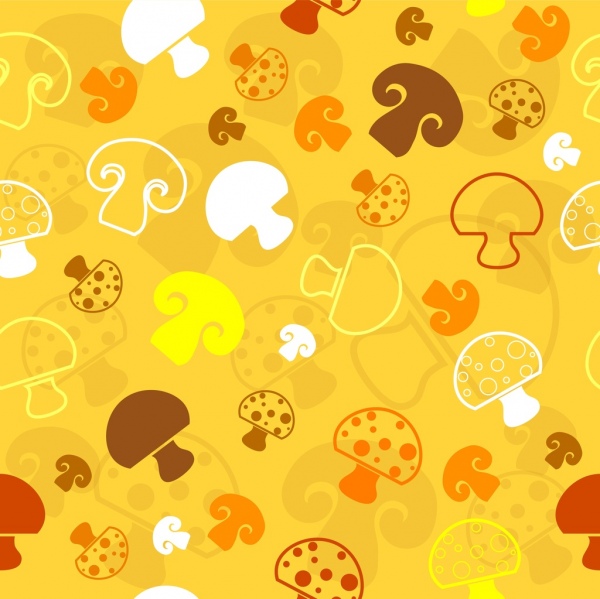 蘑菇背景重複色平面設計