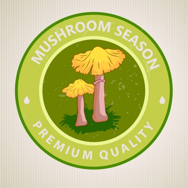 Mushroom Badge Template Green Round Design