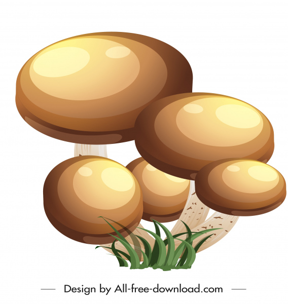 icono de hongo decoración marrón brillante boceto 3D