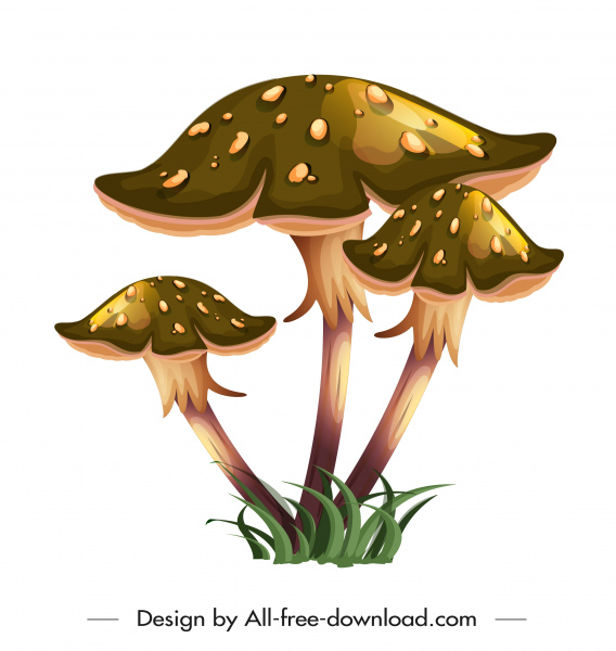 ikon jamur desain klasik berwarna mengkilap